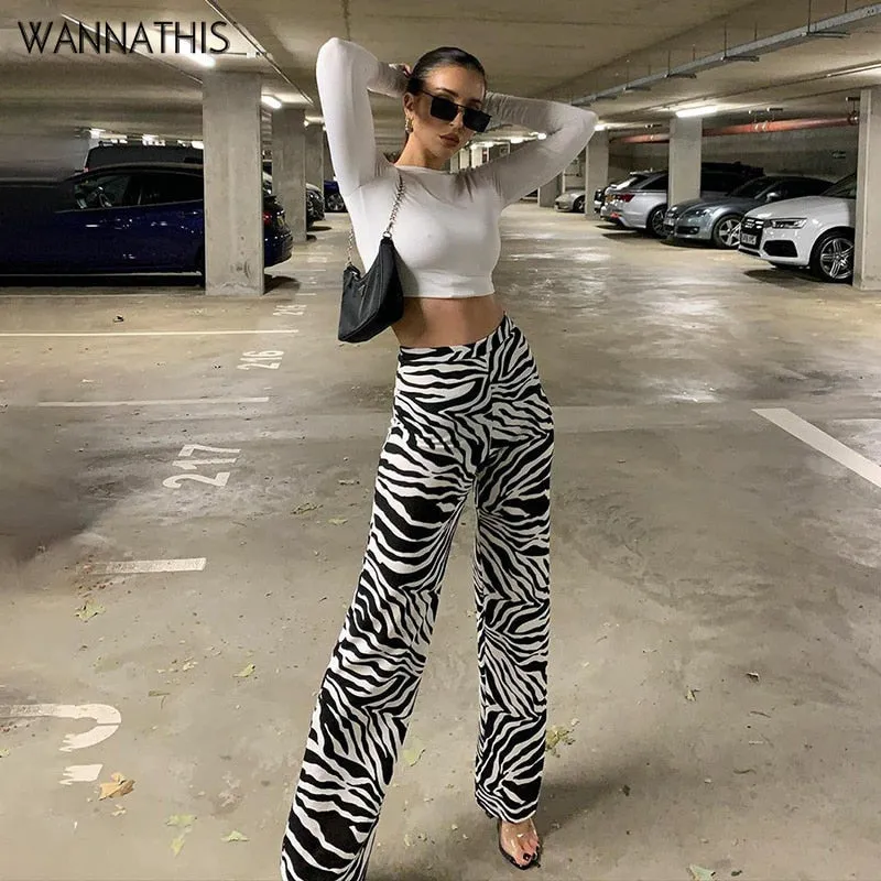 2021 Women's  Zebra Print Wide Leg Pants Sizes S - L