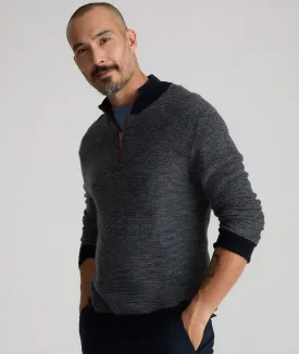 Birdseye Merino Wool Quarter-Zip Sweater