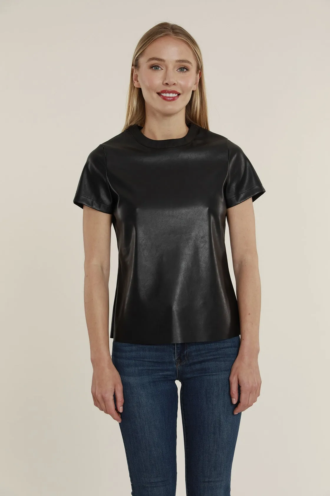 Black Faux Leather Shirt