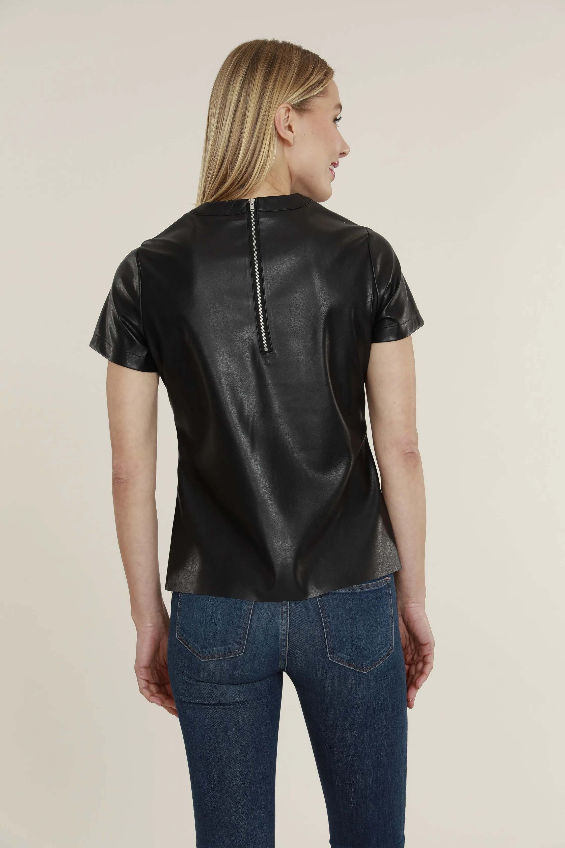 Black Faux Leather Shirt