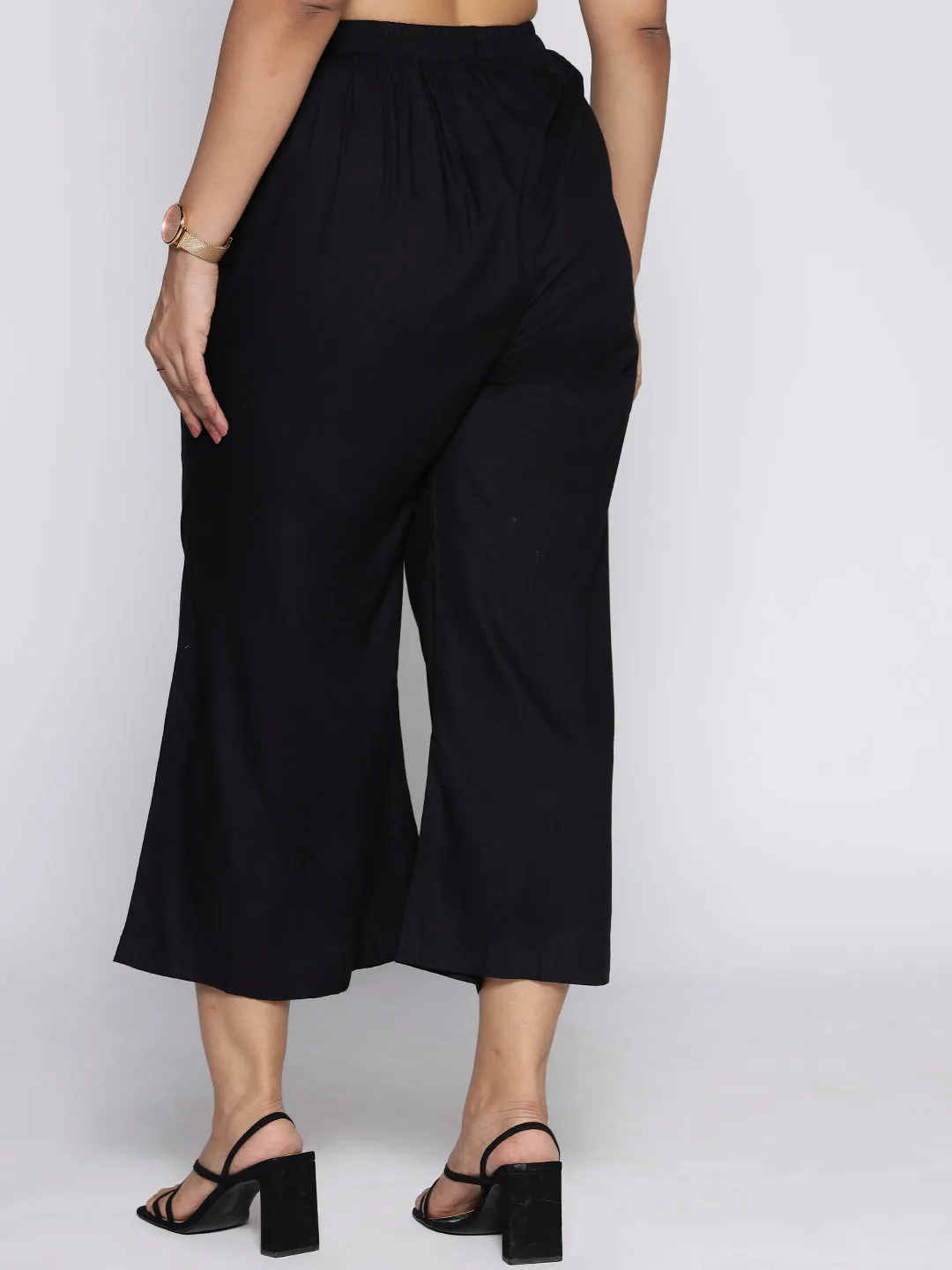 Black Rayon Culottes