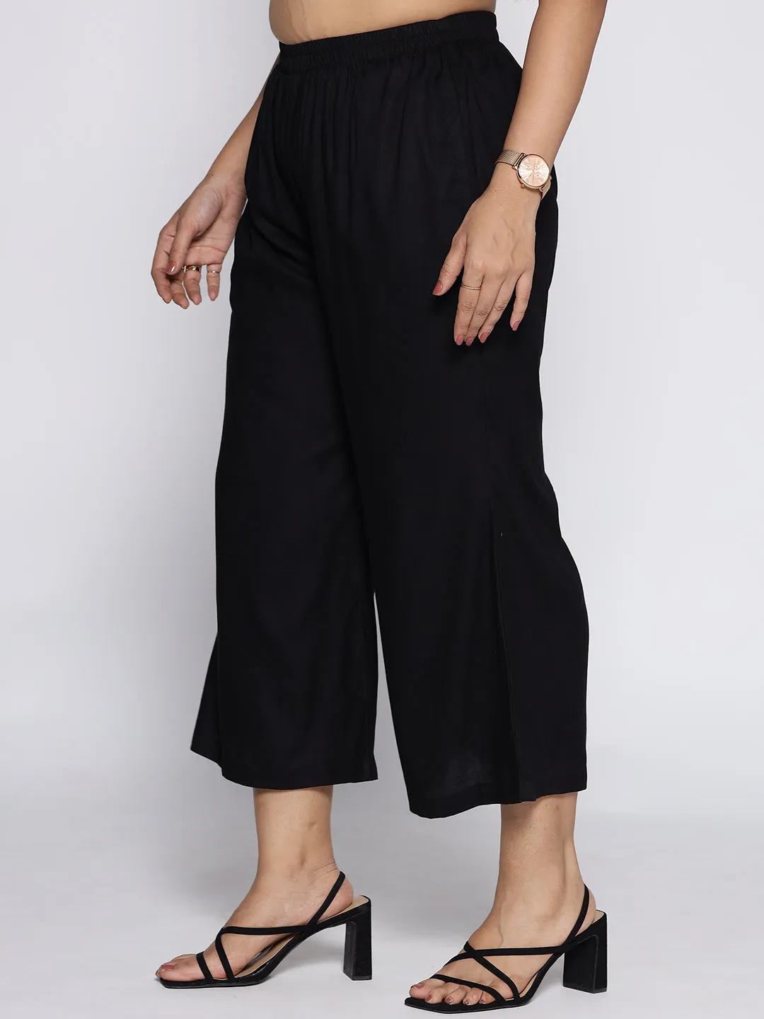 Black Rayon Culottes