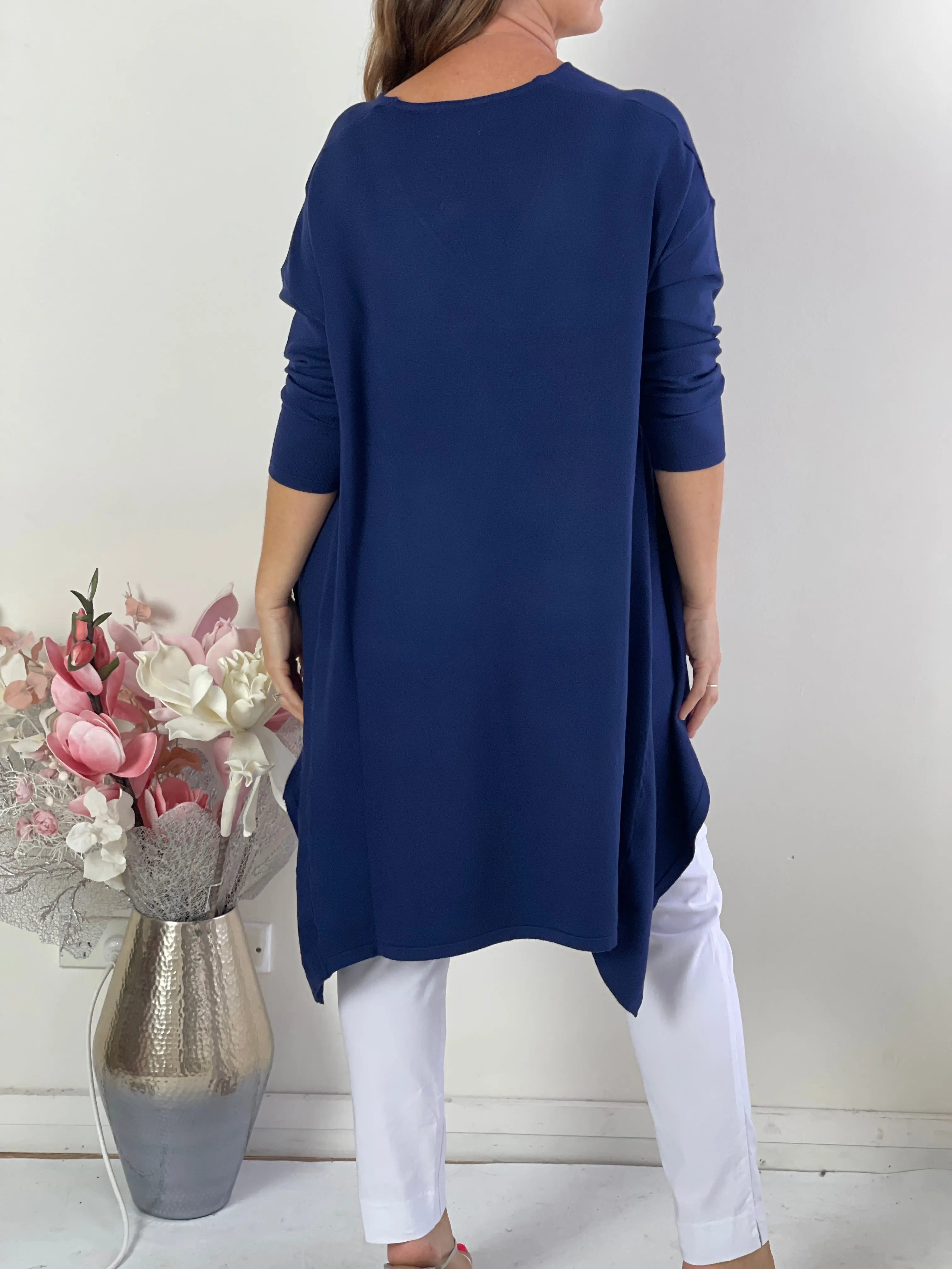 Bridget Navy Wool Knit Tunic