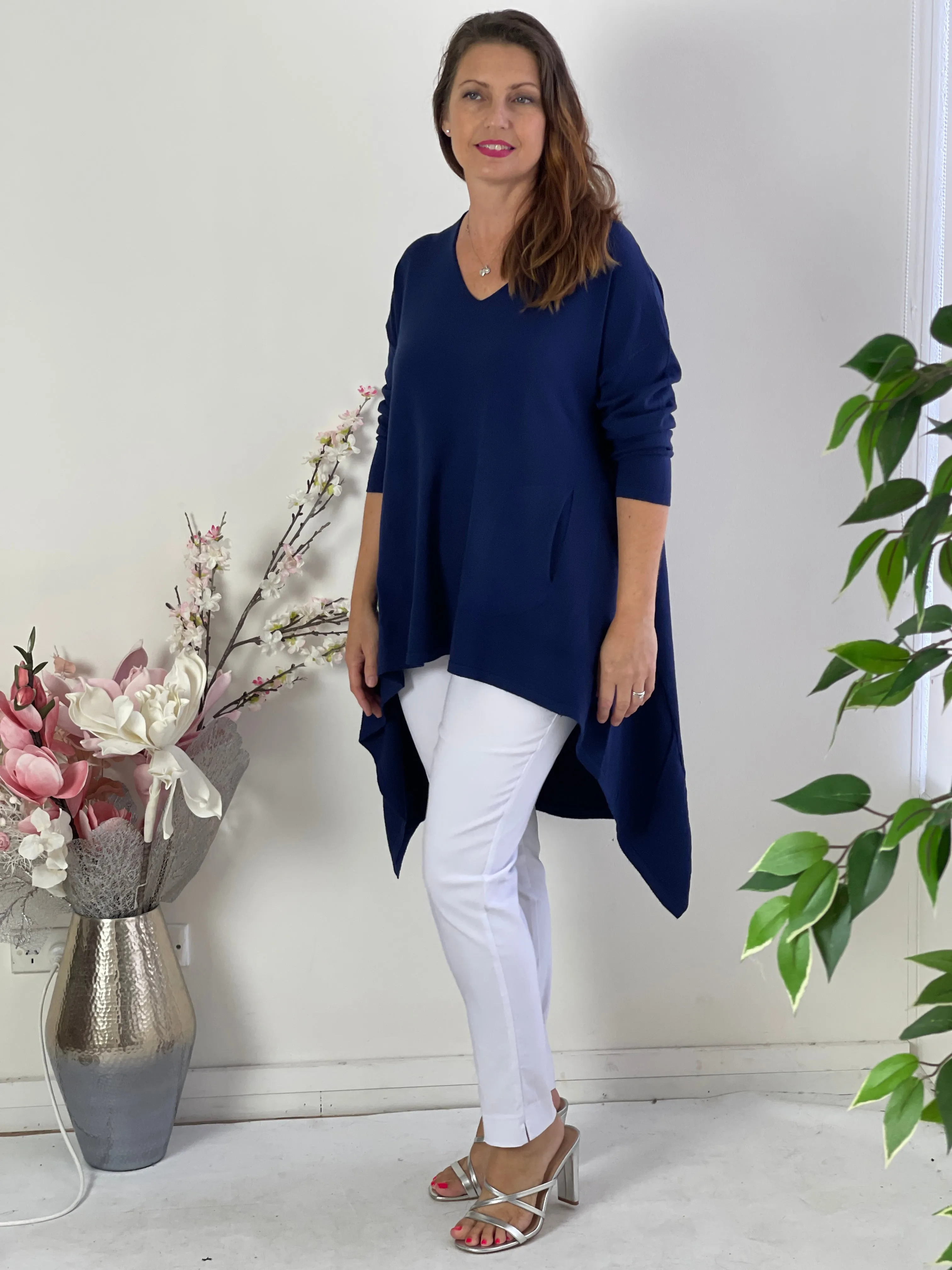 Bridget Navy Wool Knit Tunic