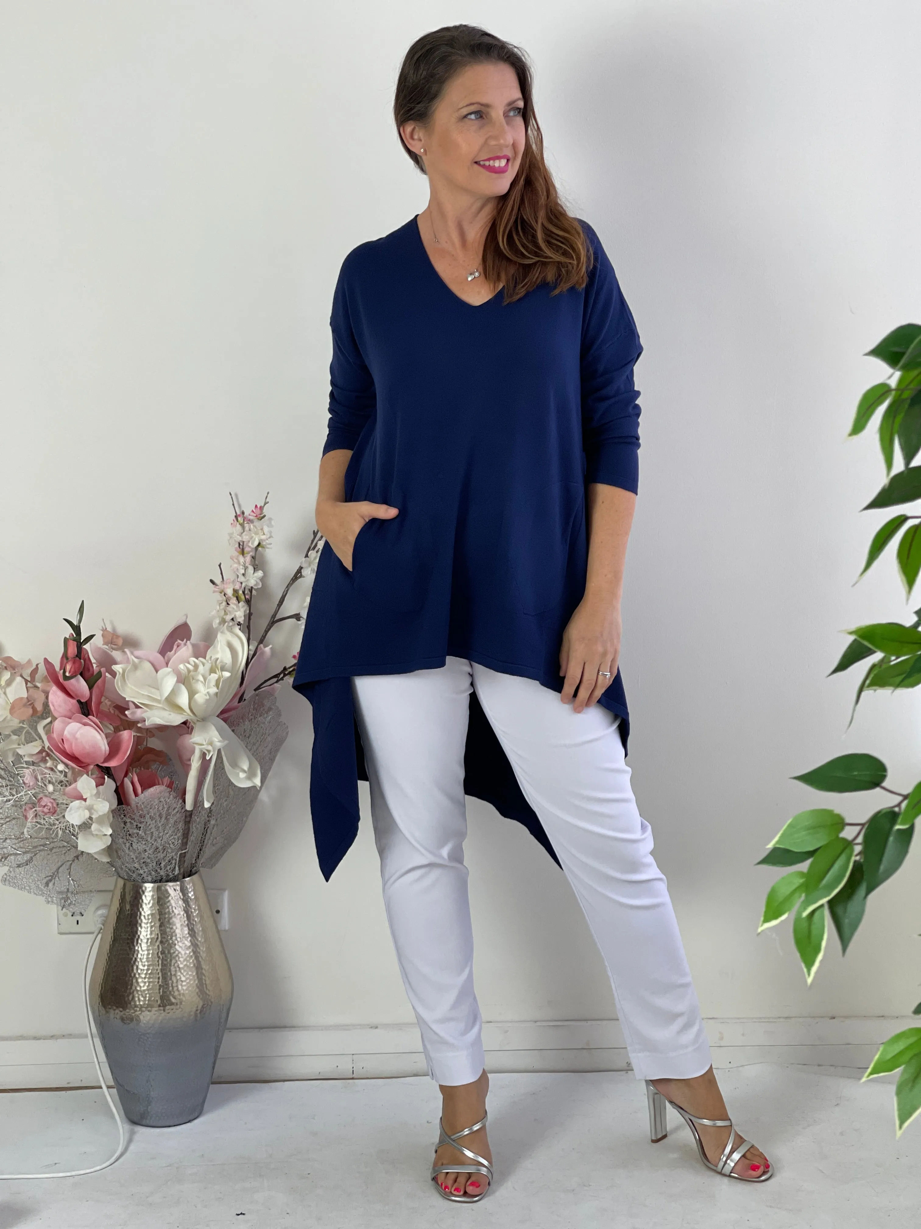 Bridget Navy Wool Knit Tunic