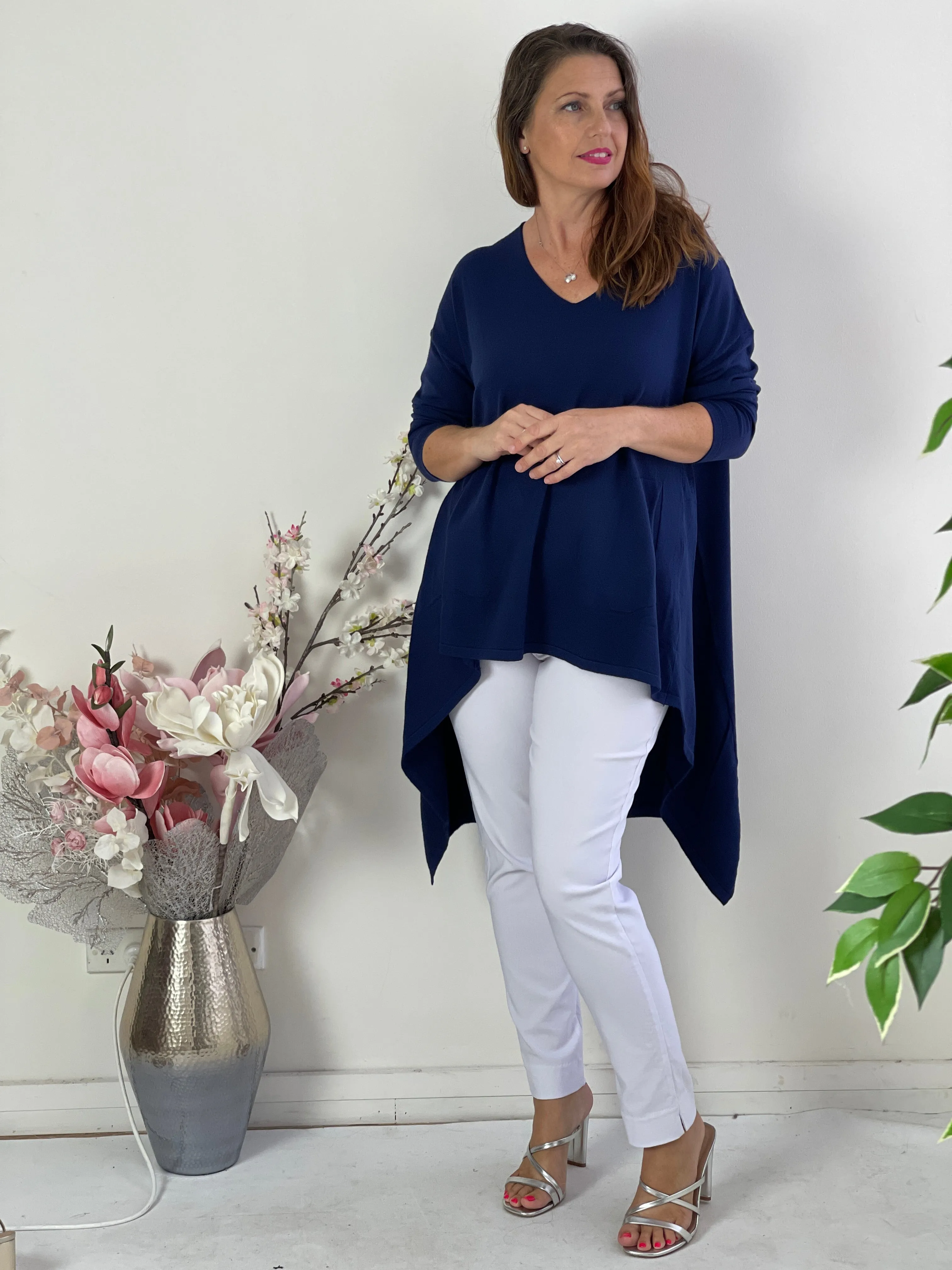 Bridget Navy Wool Knit Tunic