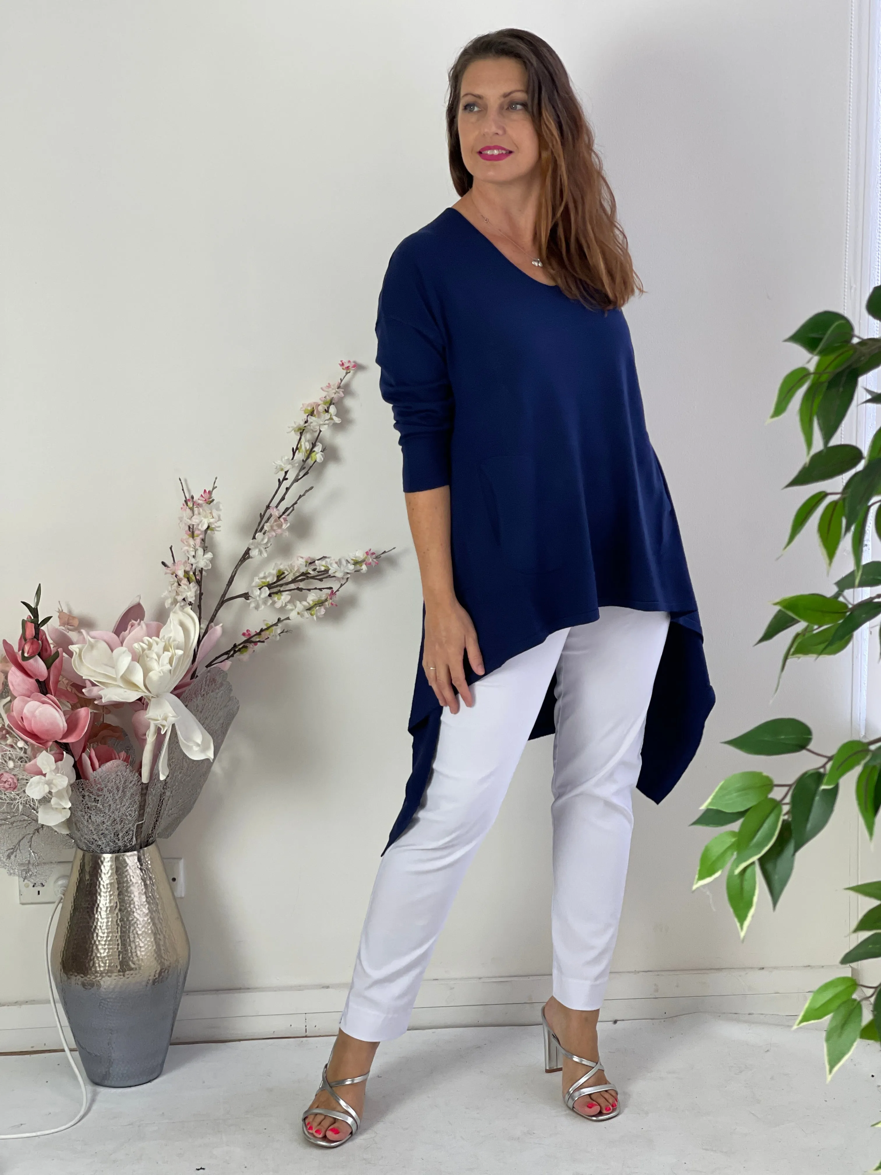 Bridget Navy Wool Knit Tunic