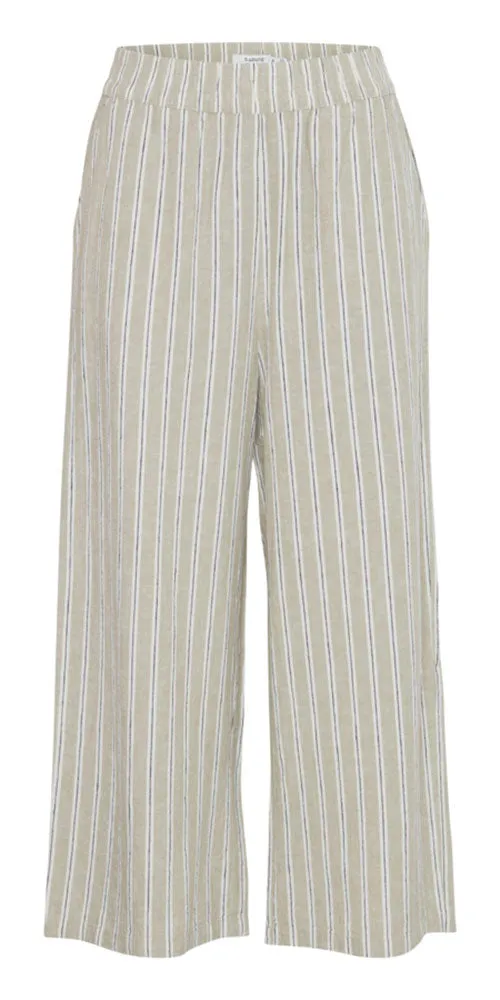 B.Young Linen Blend Cropped Pants, neutral stripe