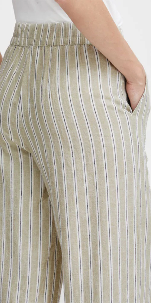 B.Young Linen Blend Cropped Pants, neutral stripe