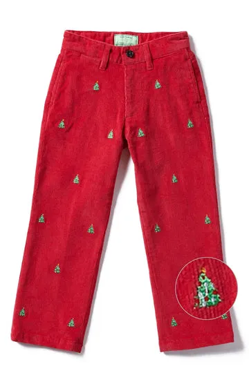 Castaway Boys Beachcomber Corduroy Pant Crimson/Christmas Tree