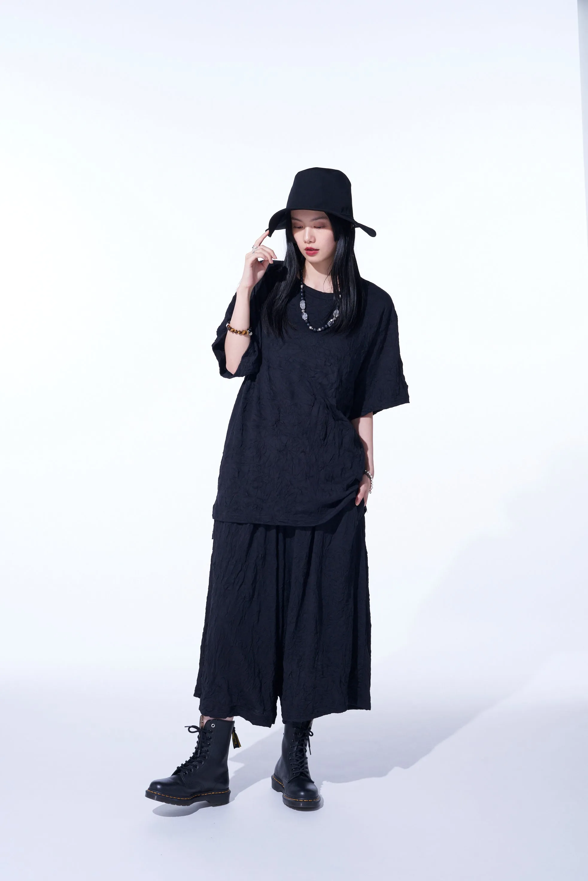 CATCH-WASHER FINISH COTTON JERSEY CULOTTE PANTS