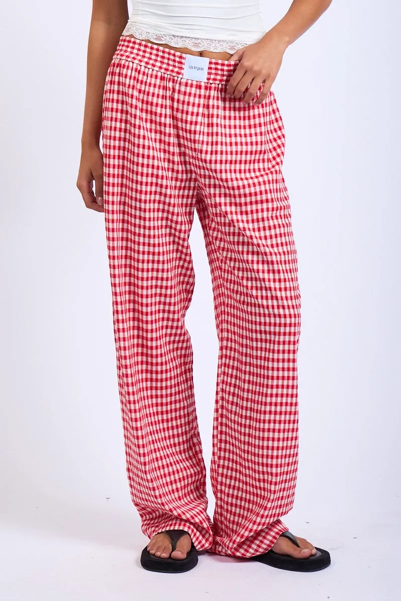 Checkered Boxer Pants - Red