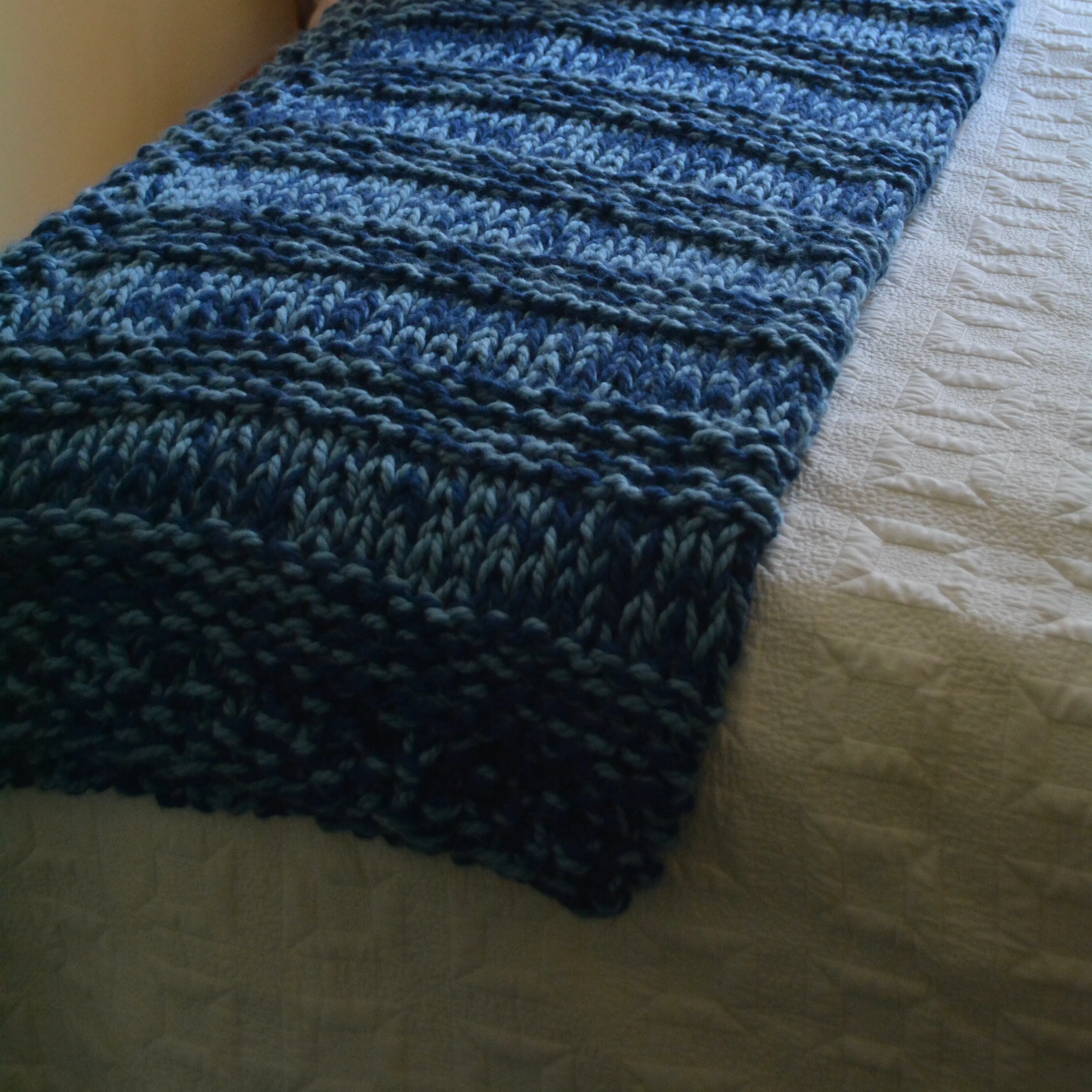 Chunky Bonne Bay Blanket in Two Tone Waves.