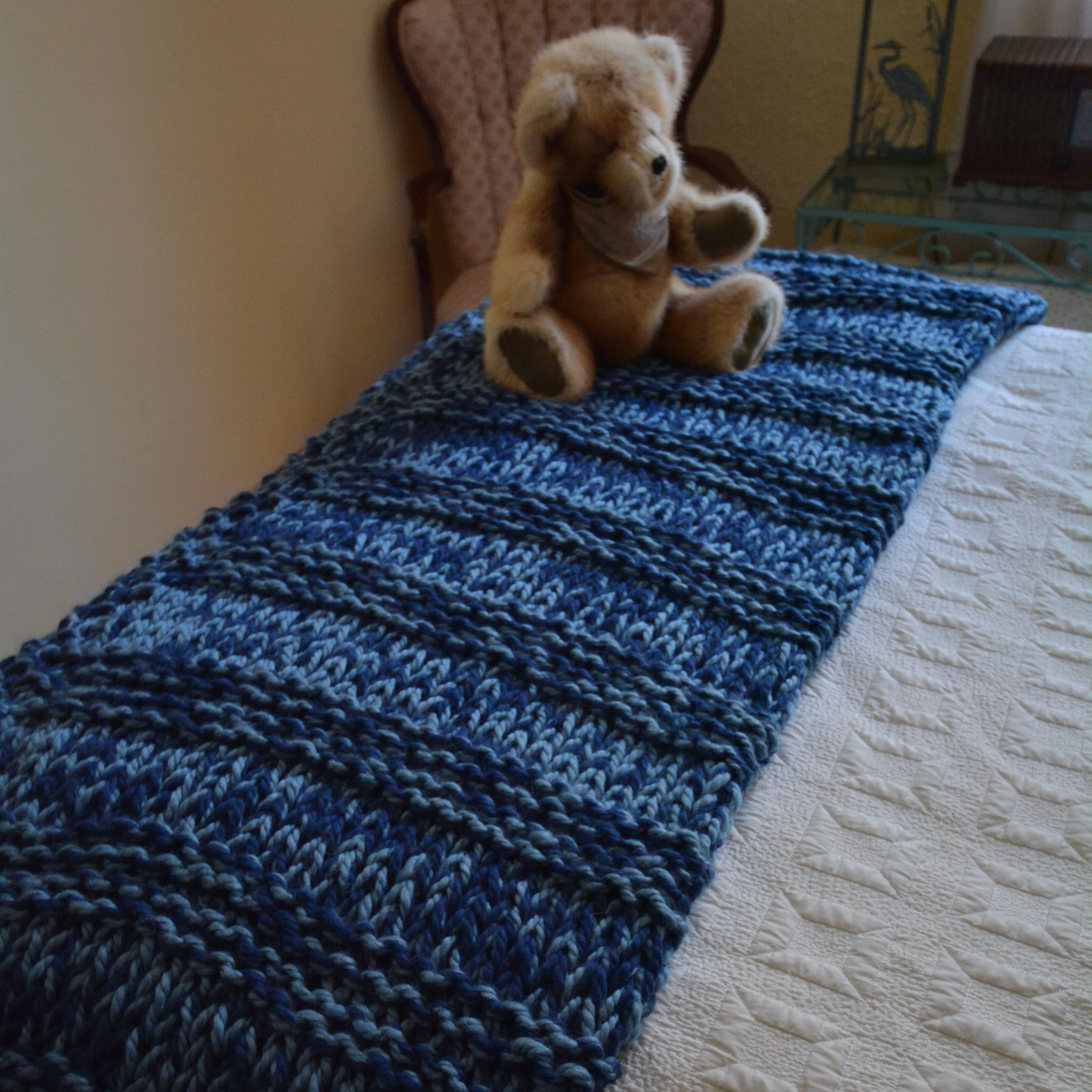 Chunky Bonne Bay Blanket in Two Tone Waves.