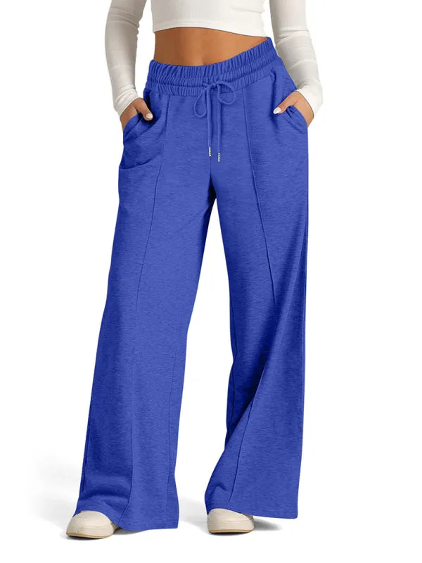 Comfy Wide Waistband Lounge Trousers Wide-Leg Pants