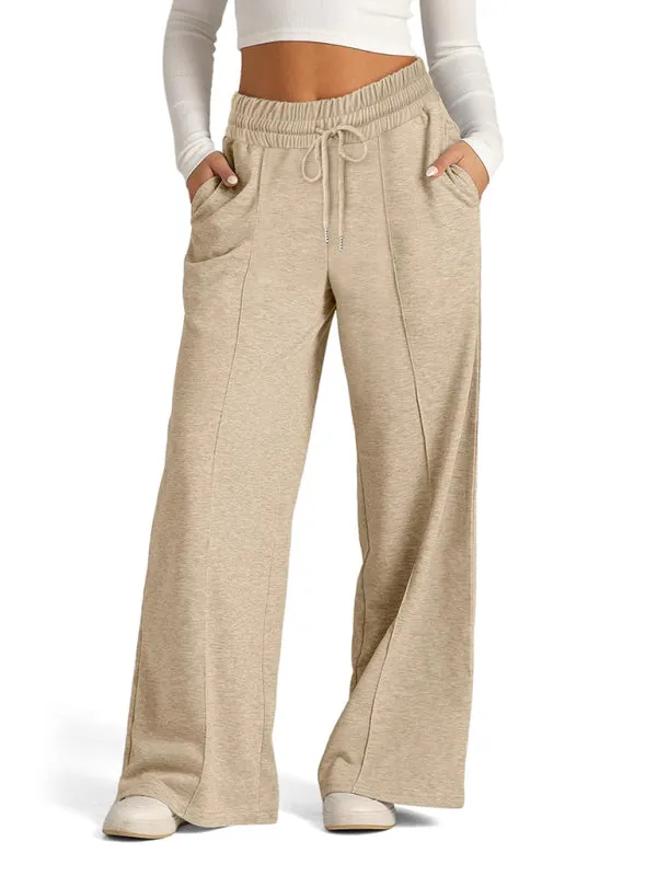 Comfy Wide Waistband Lounge Trousers Wide-Leg Pants