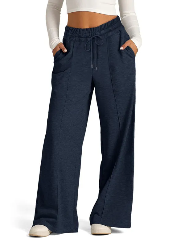 Comfy Wide Waistband Lounge Trousers Wide-Leg Pants