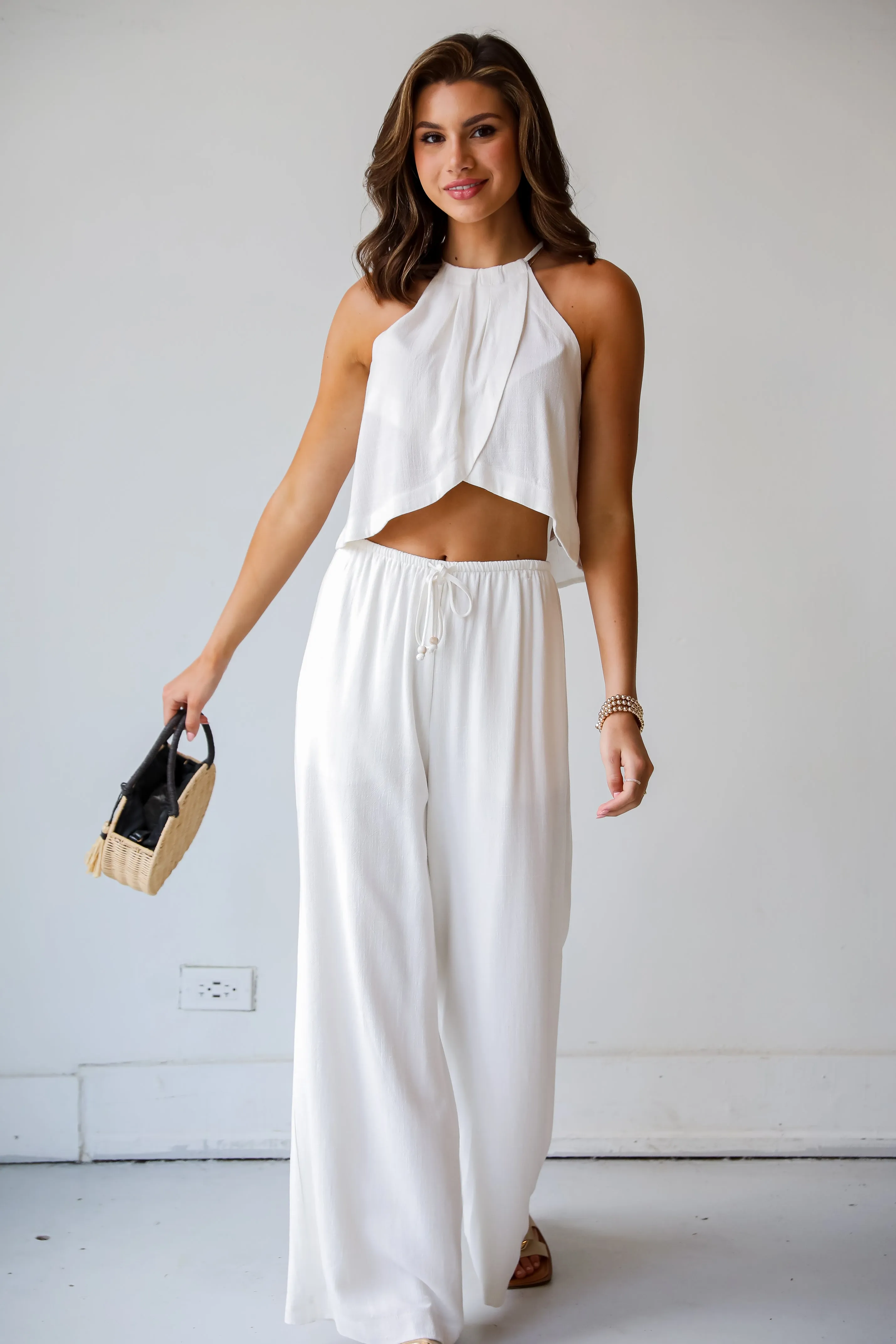 Confident Season Off White Linen Pants