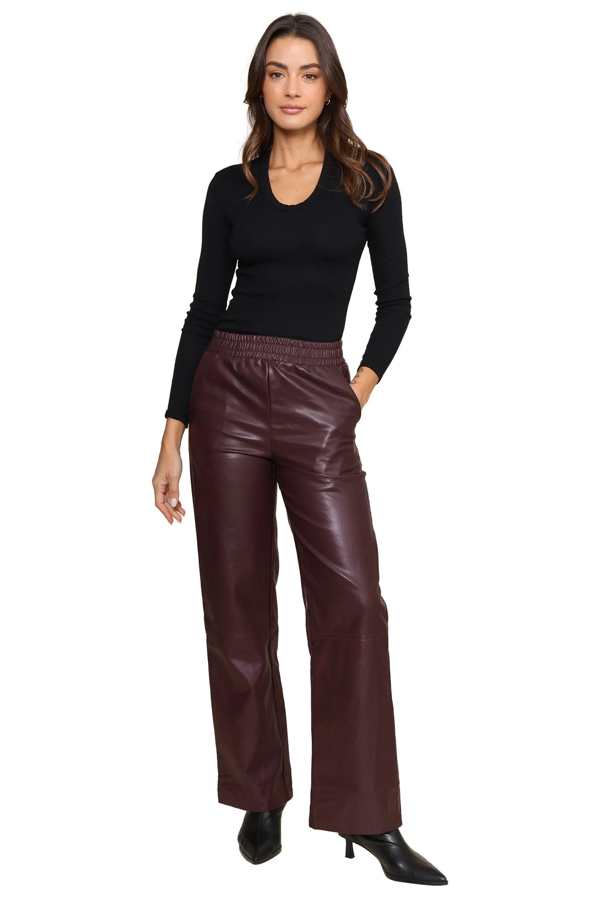 Cornelia Leather Smocked Pants