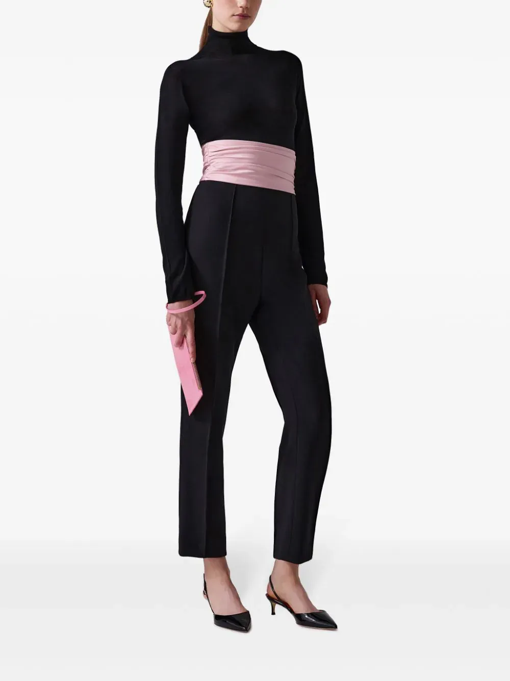 Cummerbund-Detail High-Waist Skinny Pants