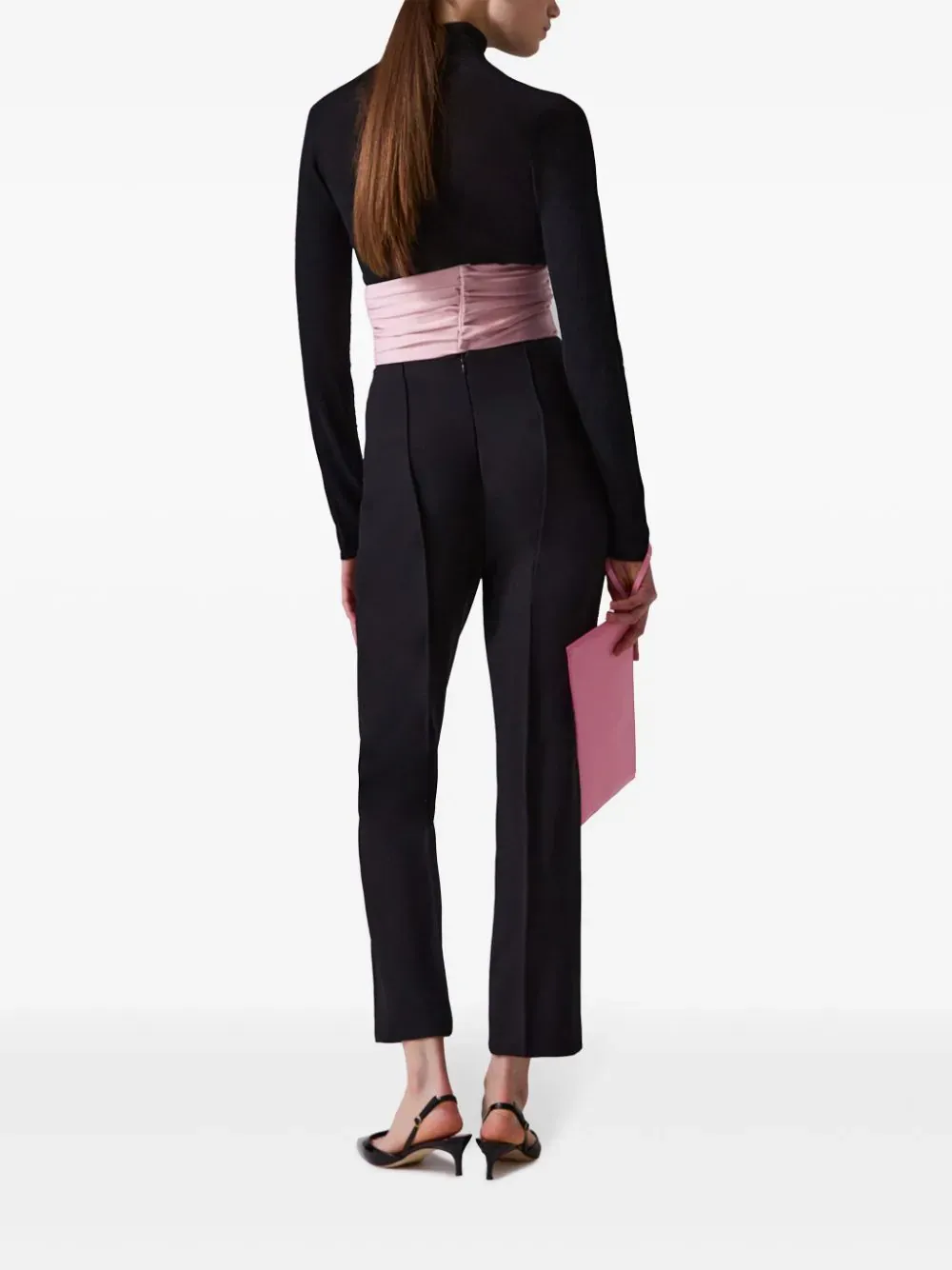 Cummerbund-Detail High-Waist Skinny Pants