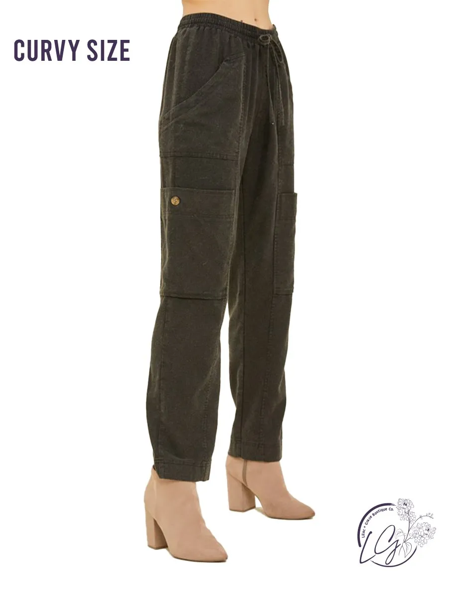 Curvy Coastal Cargo Linen Pants