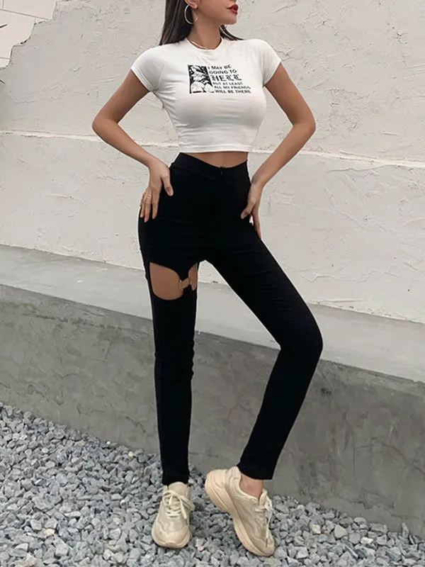 Cutout High Waist Skinny Pants