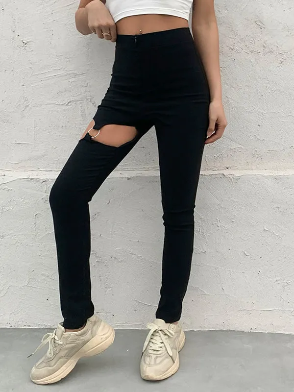 Cutout High Waist Skinny Pants