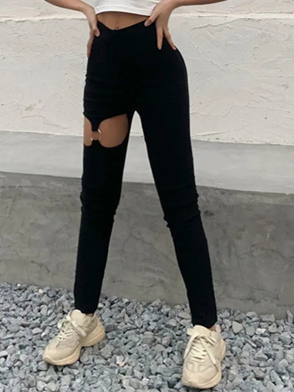 Cutout High Waist Skinny Pants