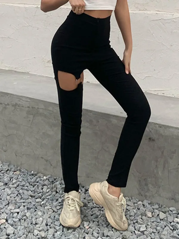 Cutout High Waist Skinny Pants