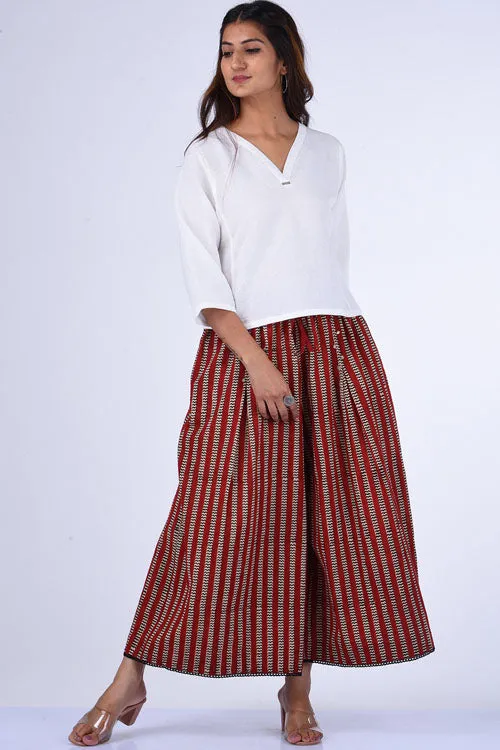 Dharan "Red Culotte" Red Block Printed Culotte