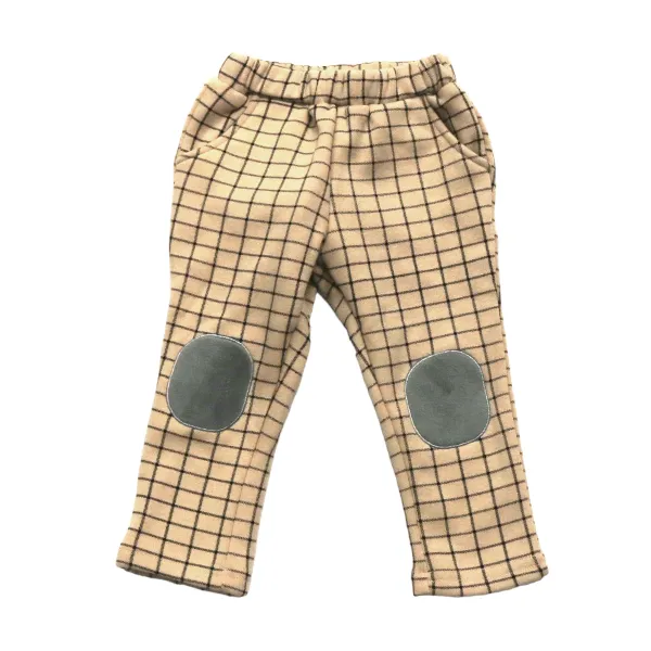 Elastic Checked Pant w/ Knee Patch