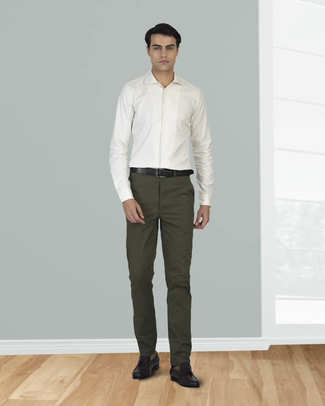 EZS Genoa Olive Green Chino