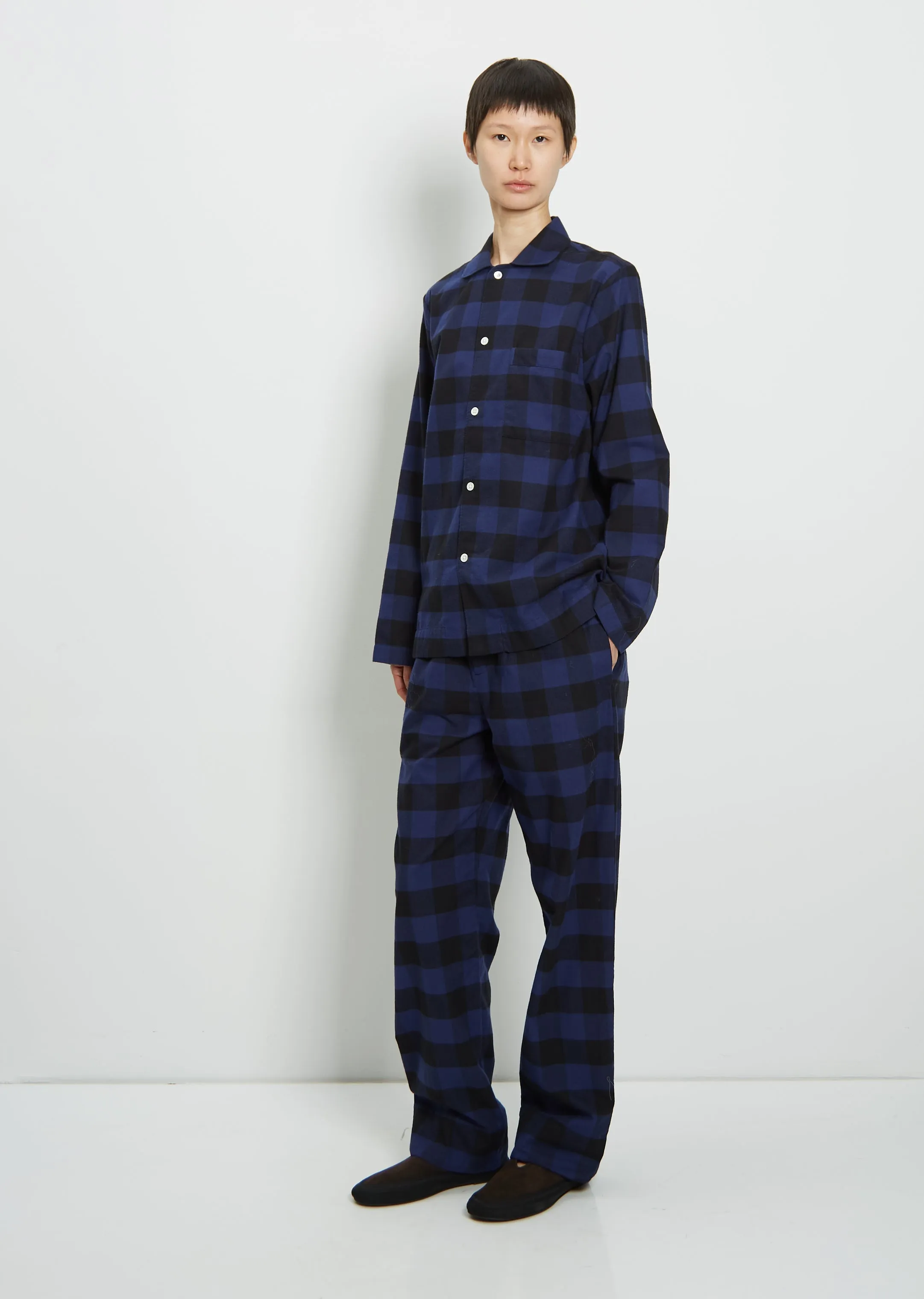 Flannel Pyjamas Shirt — Blue Gingham