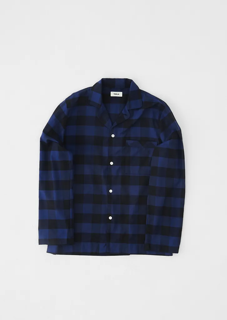 Flannel Pyjamas Shirt — Blue Gingham