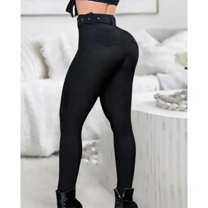 Funki Buys | Pants | Women's Gothic High Waist Skinny Pants with Belt