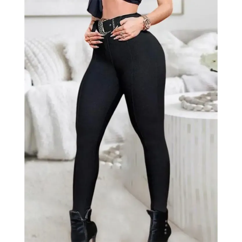 Funki Buys | Pants | Women's Gothic High Waist Skinny Pants with Belt