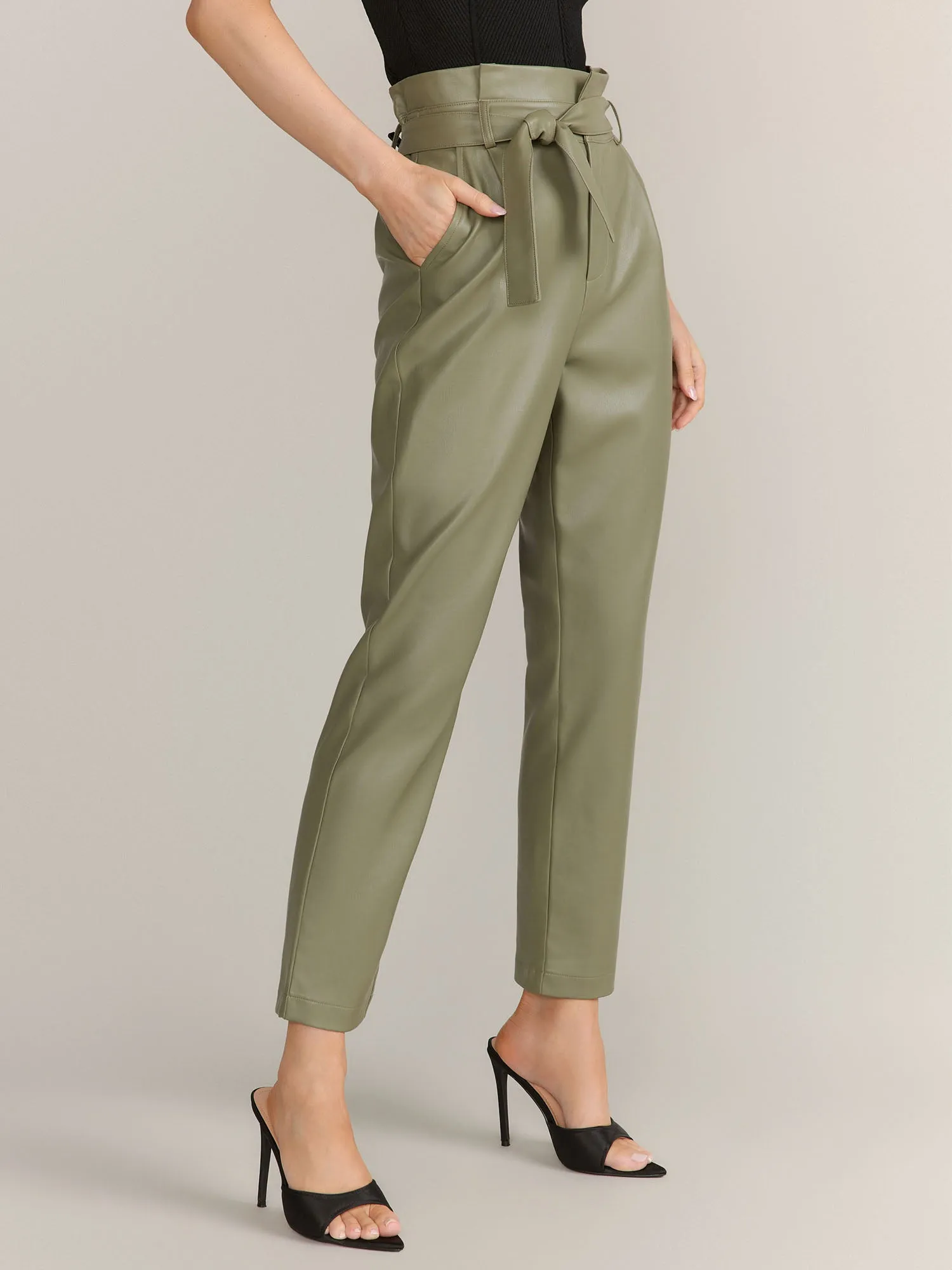 Gilli Belted Faux Leather Tapered Pant - Brands We Love