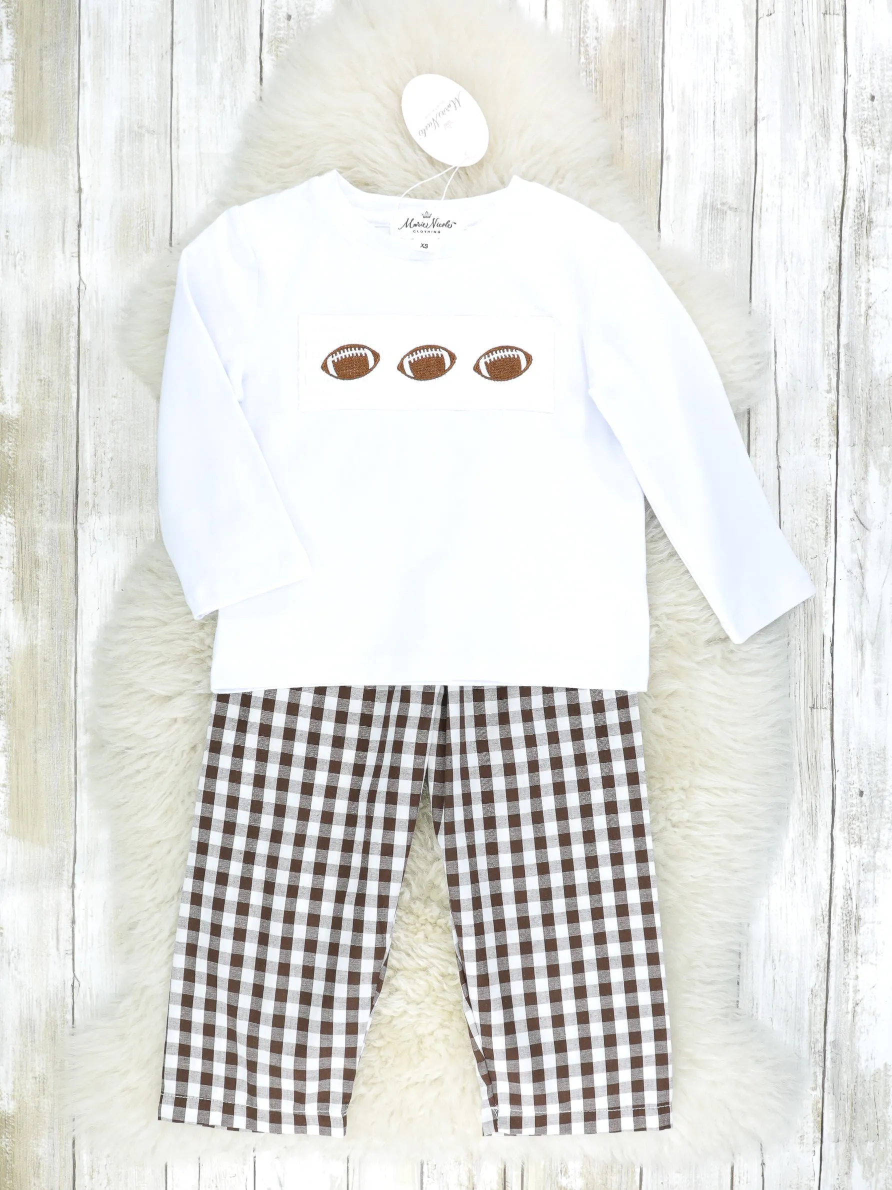 Gingham Smocked Football Outfit