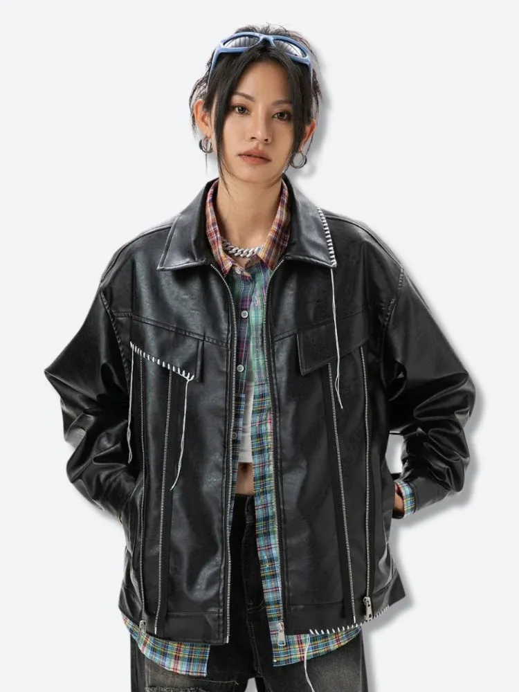 Grunge Faux Leather Jacket