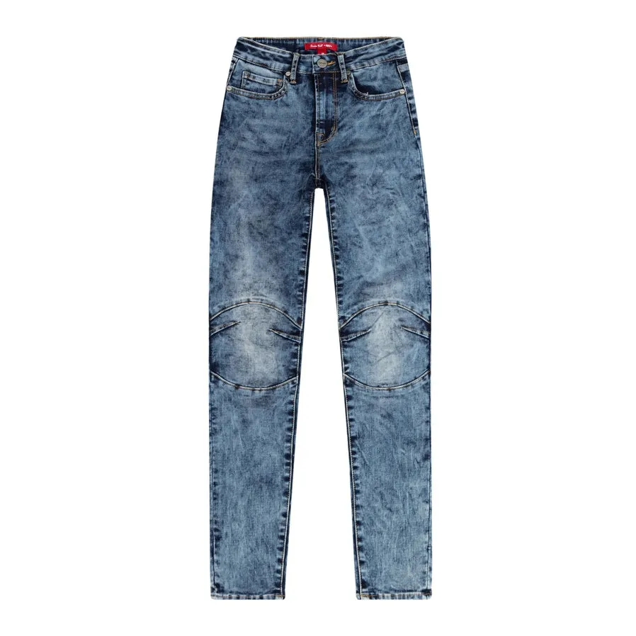 High Rise Super Skinny Moto Jeans - Fairfax Blue