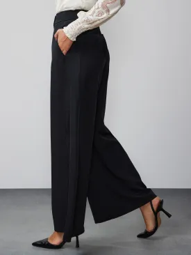 High Rise Wide Leg Satin Stripe Pant