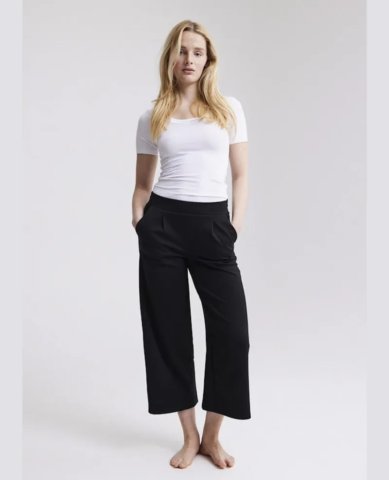 Ichi Kate Black Wide Leg Trousers