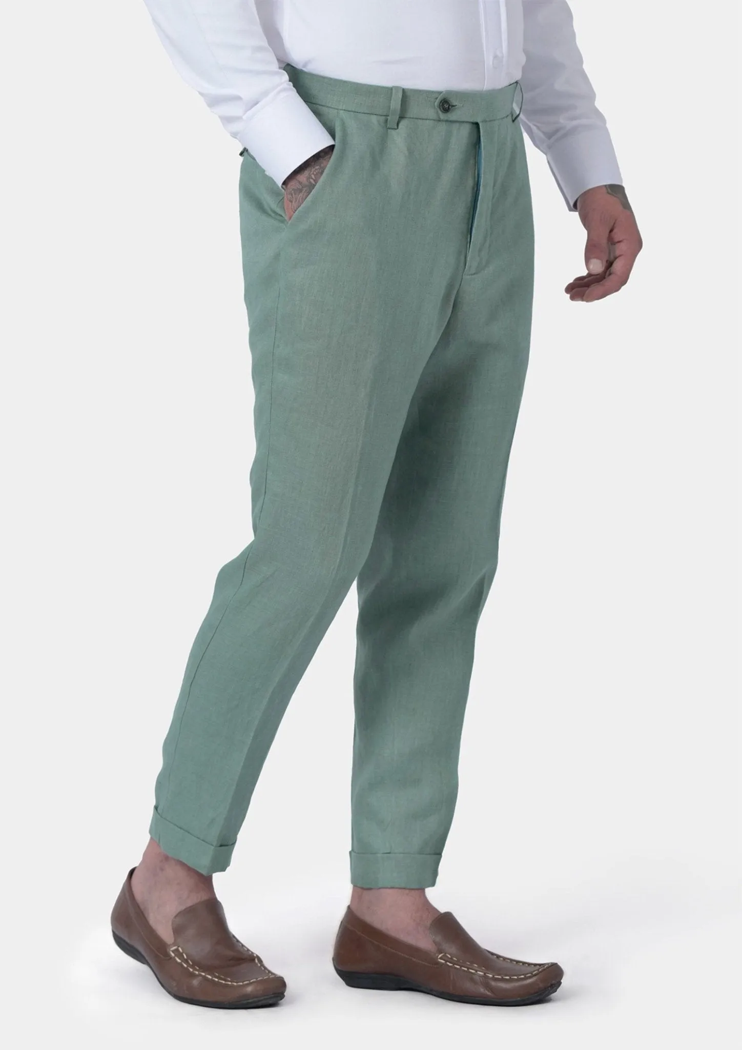 Jade Green Linen Pants