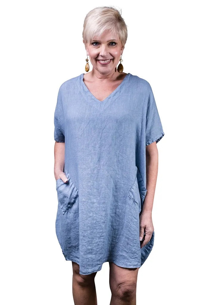 Juniper Linen Diagonal Pocket Dress (DSS117)