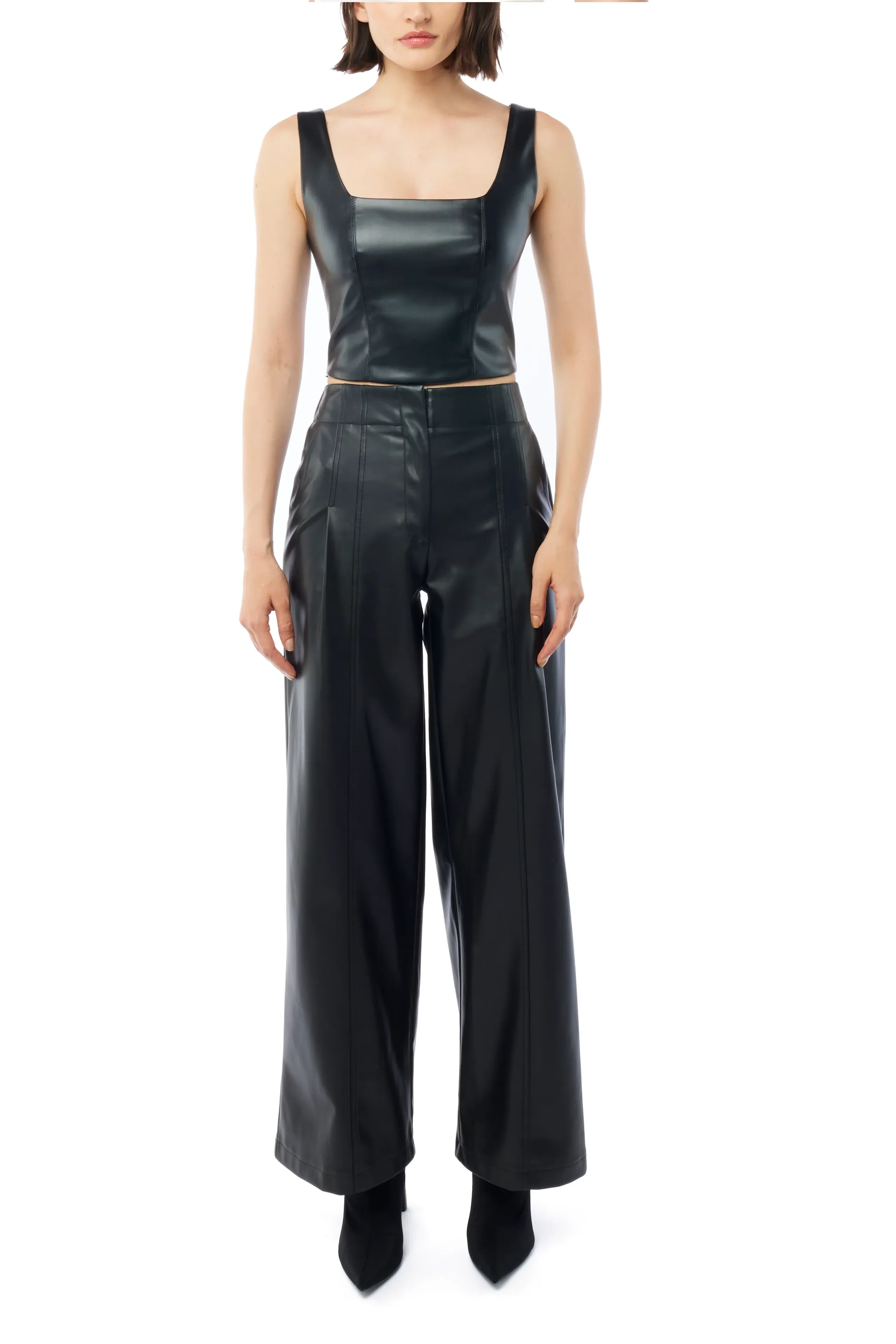 LBLC the Label: Clark Faux Leather Wide Leg Pant