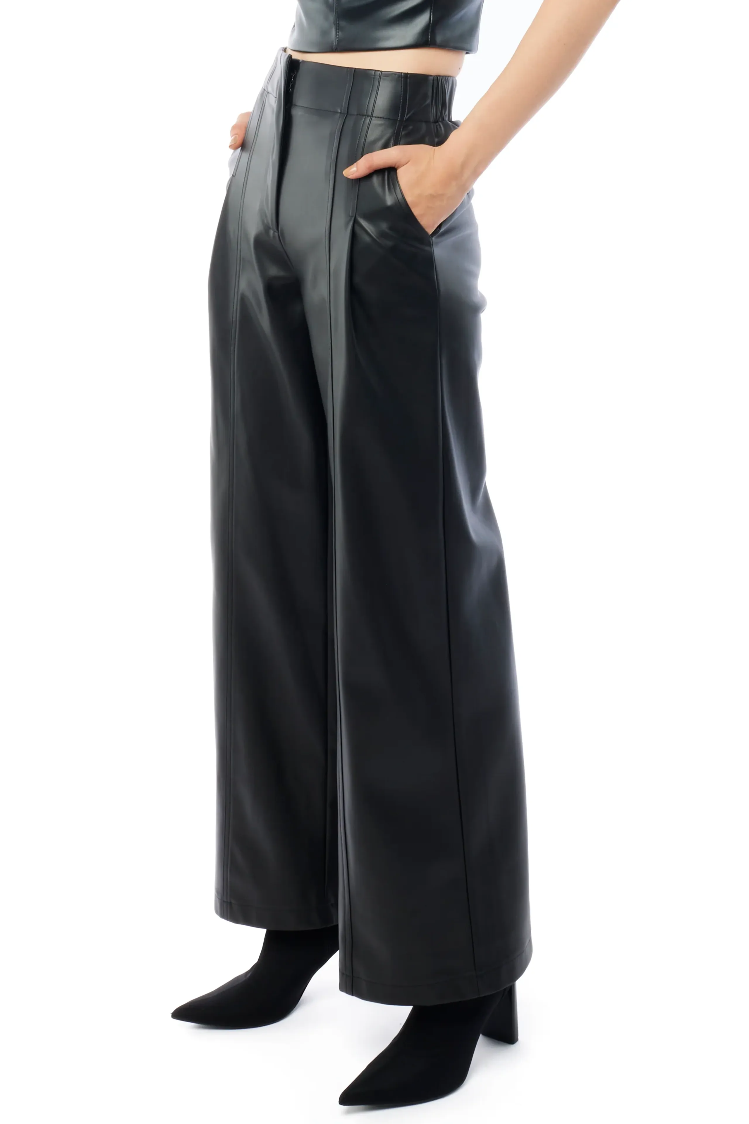 LBLC the Label: Clark Faux Leather Wide Leg Pant