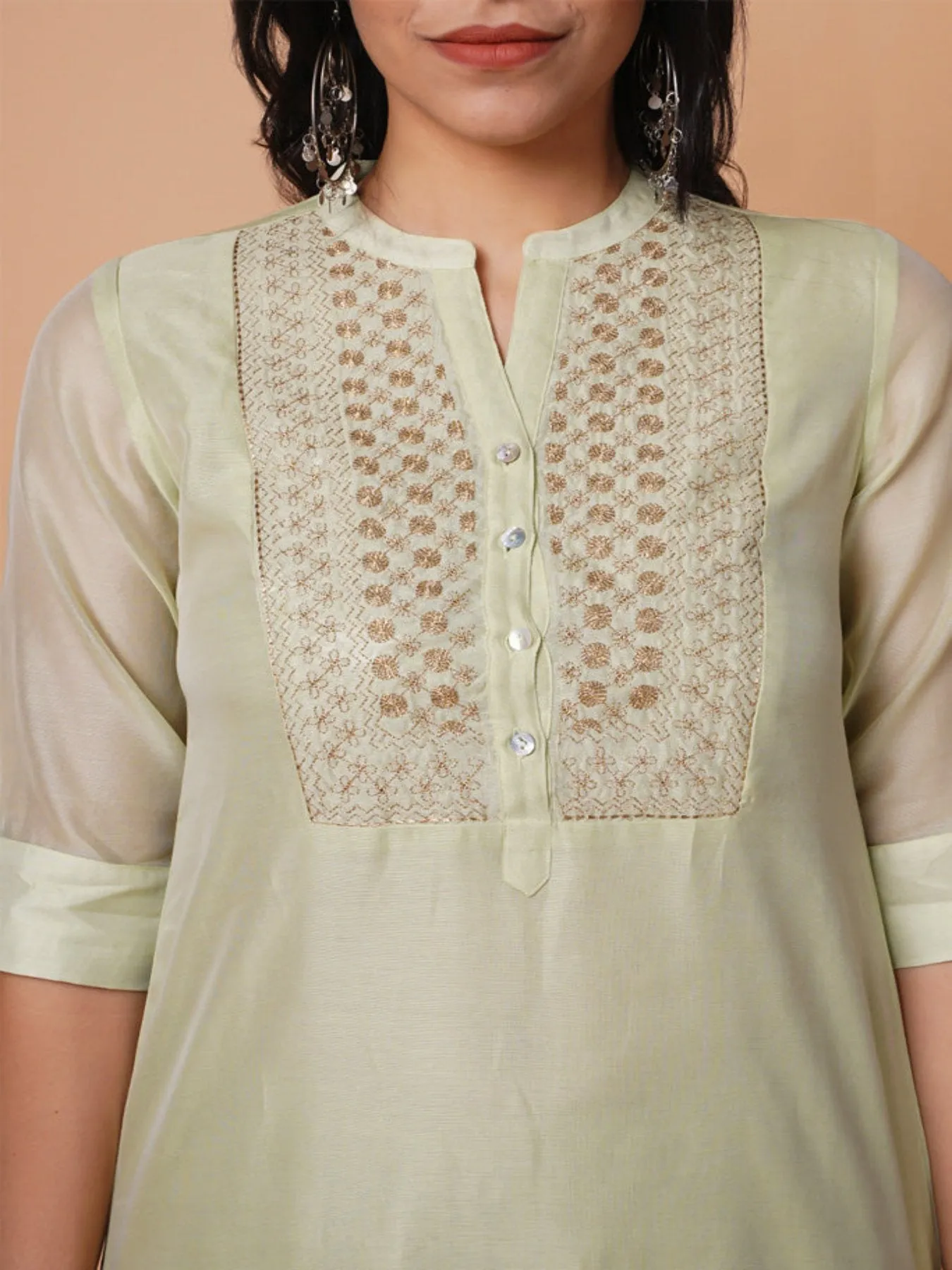 Leafy Chanderi  Kurta