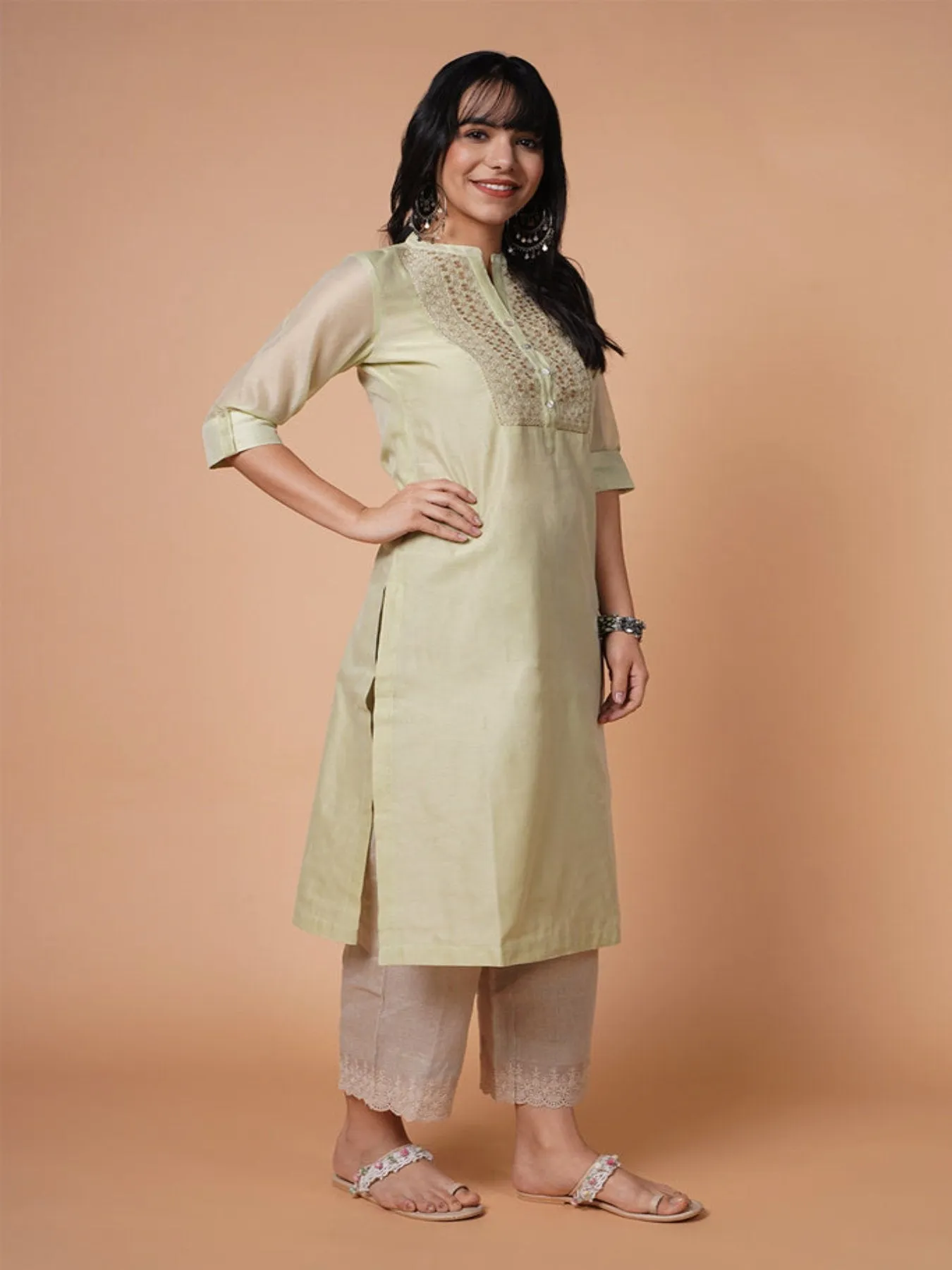 Leafy Chanderi  Kurta