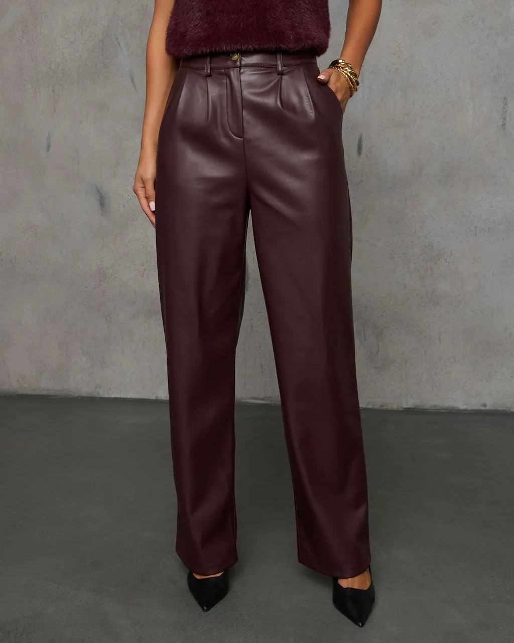 Look This Way Pleated Leather Pants